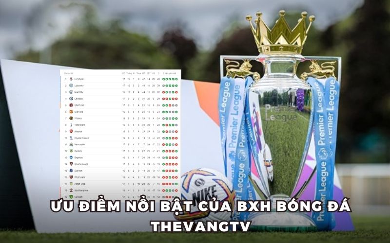 Ưu điểm nổi bật của BXH bóng đá Thevangtv